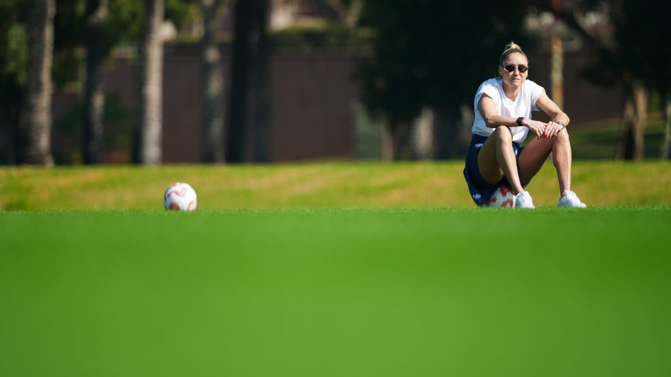 SUPER STEPH HOUGHTON : Our former captain watches on