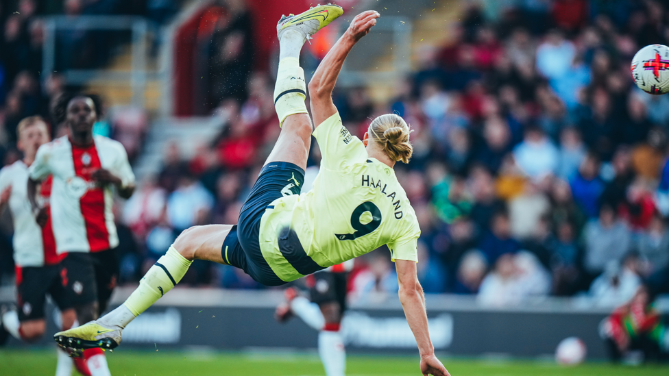 WONDER GOAL: Erling Haaland takes to the skies as he registers a wonderful overhead kick.