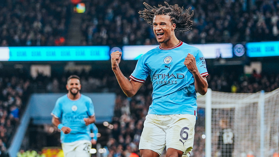 UP FOR THE CUP: Nathan celebrates scoring the winner against Arsenal in an FA Cup tie