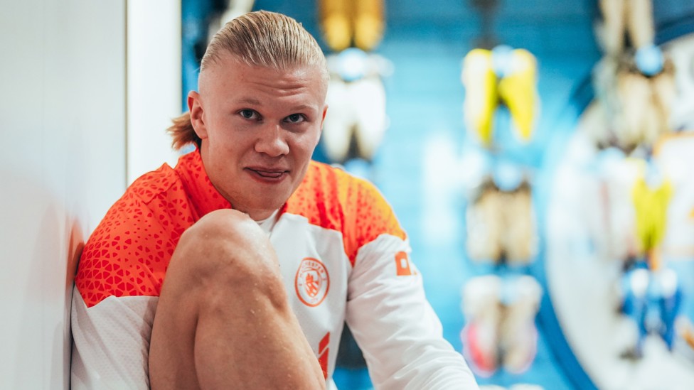 SUITED AND BOOTED : Erling Haaland prepares to take to the CFA training pitches.