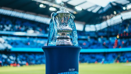 EYES ON THE PRIZE: The trophy makes an appearance at the Etihad.