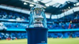 EYES ON THE PRIZE: The trophy makes an appearance at the Etihad.