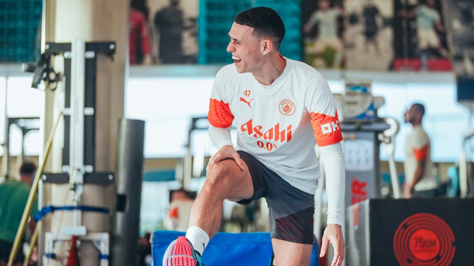 ALL SMILES : Phil Foden in fine spirits!