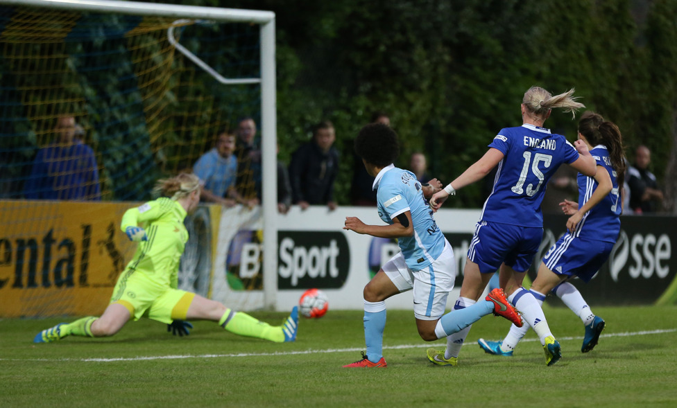 BACK OF THE NET : Stokes’ first goal for the Club came in a 2-0 victory over Chelsea in May 2016