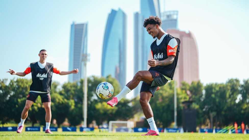 BOBB ON: Oscar Bobb goes through his paces amidst a spectacular Abu Dhabi background.