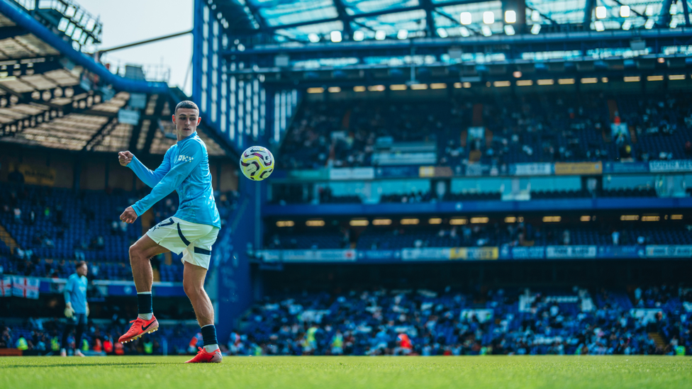 PHIL-ING GOOD : Foden shows off some flicks and tricks during the preparations. 