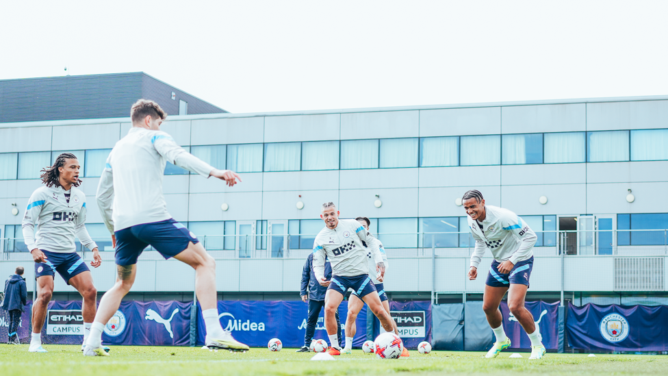 HAMMER HEADS : The City players step up their preparations for West Ham