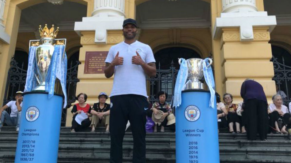 THUMBS UP : Joleon with the trophies in Hanoi