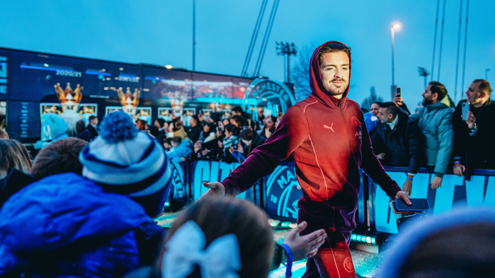 JACK GREETLISH : Meeting fans on the way into the stadium.