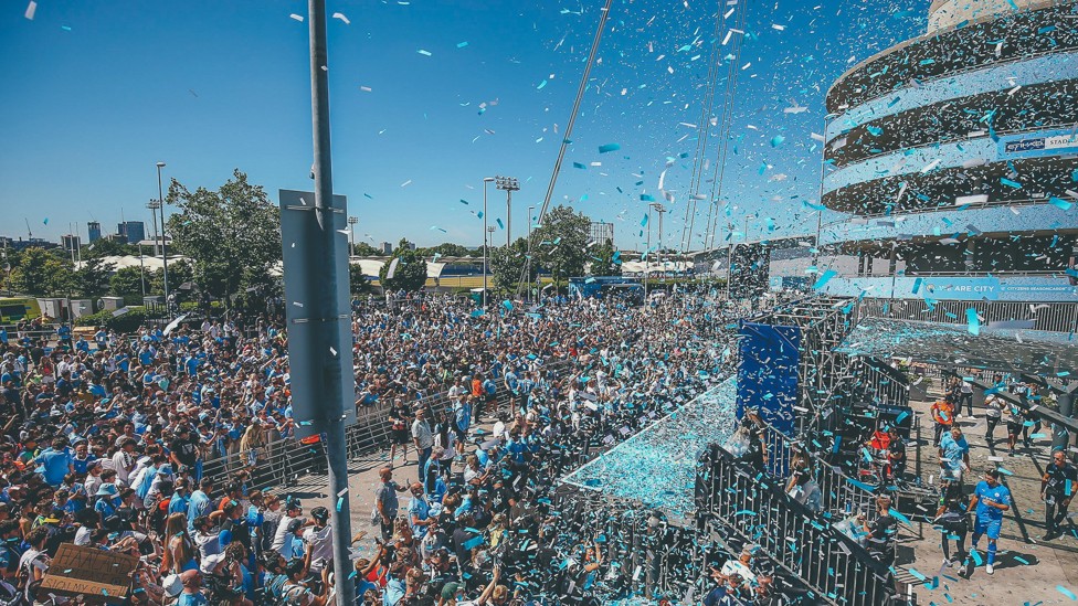 A HUGE RECEPTION : A sea of Blues outside the Etihad to see Haaland, Alvarez and Ortega Moreno. 