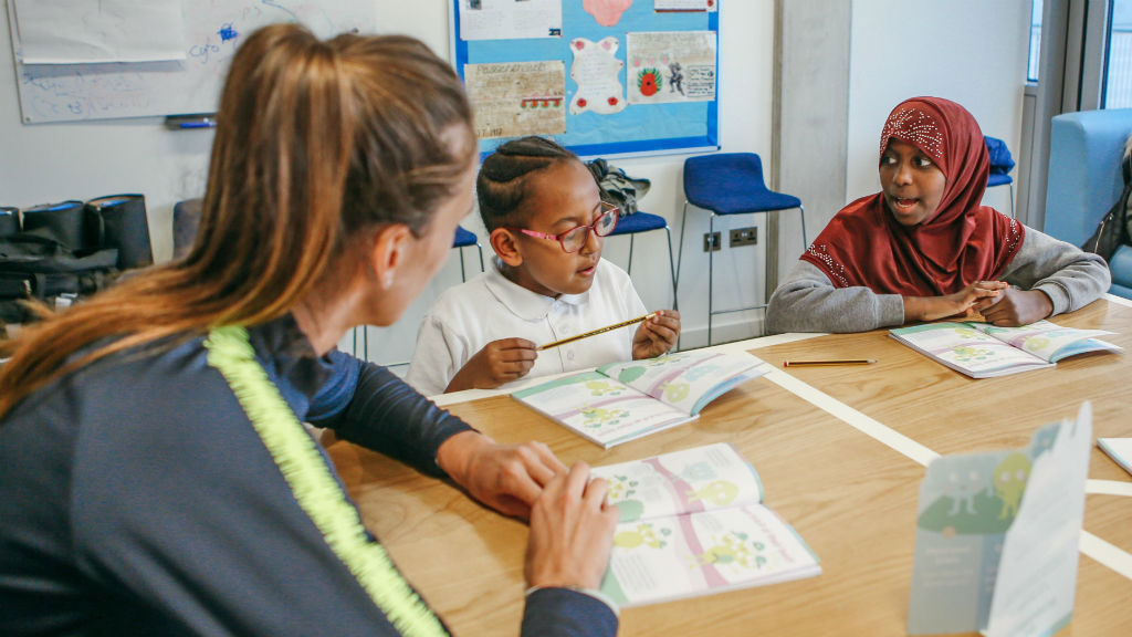 BRIGHT MINDS : Local primary school children take Jill Scott through the myHappymind lesson