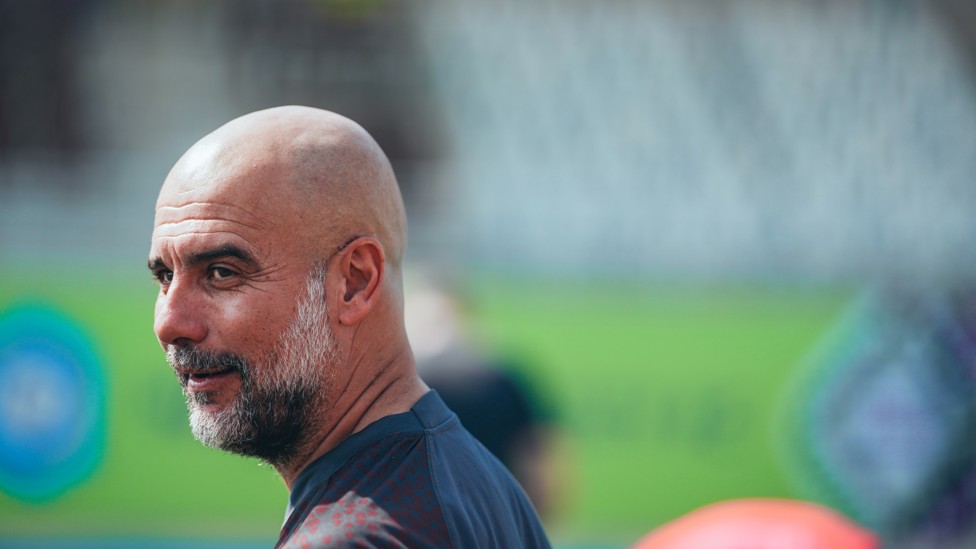 THE BOSS : Pep Guardiola watches on. 