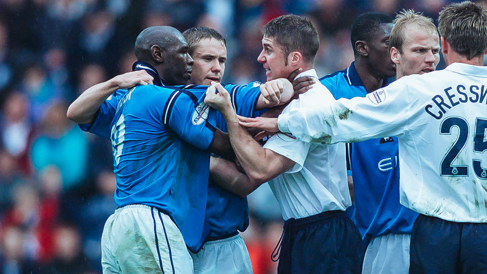 SETBACK : Shaun Goater and Preston's Chris Lucketti clash as City's winless league run extends to four matches | 21 October 2001.