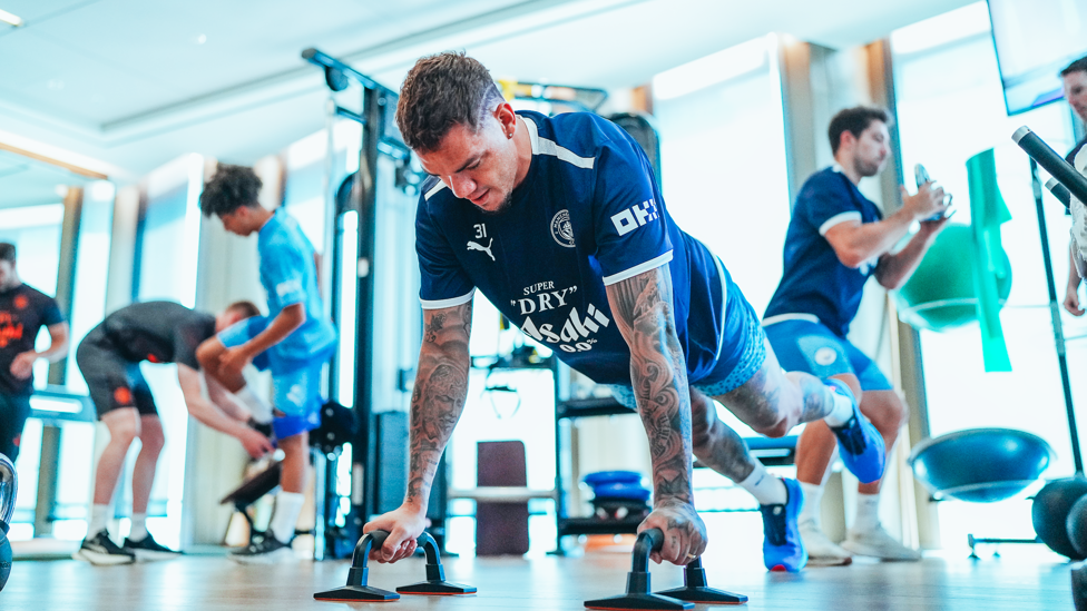 GRACIOUS GOALKEEPER  : Ederson showing off his composure while balancing 