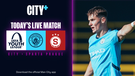 Watch City's UEFA Youth League clash with Sparta Prague live on CITY+ today