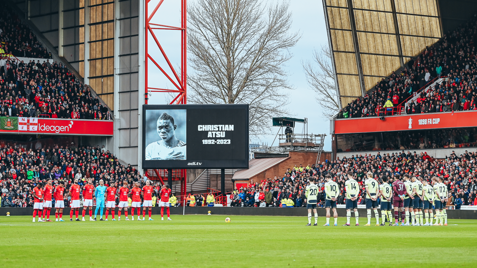 RIP : The players and fans fall silent in honour of those who lost their lives including Christian Atsu in the dreadful recent earthquake in Turkey and Syria 