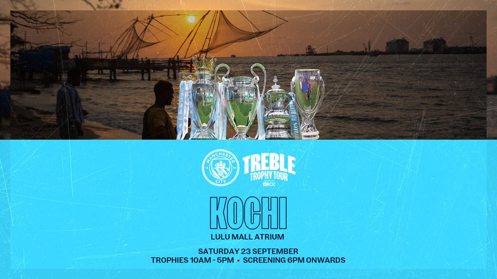 man city treble trophy tour lulu mall kochi