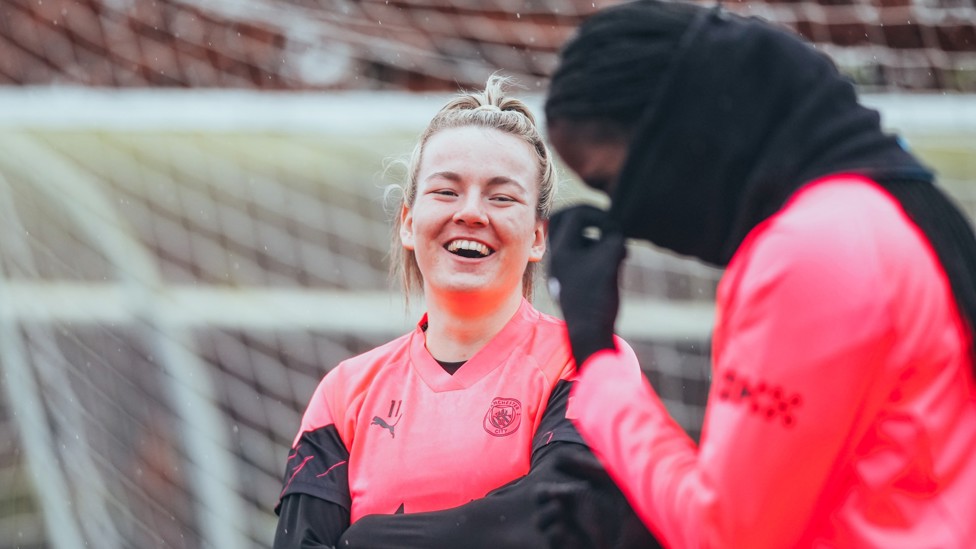 HIGH SPIRITS : Lauren Hemp and Bunny Shaw share a joke