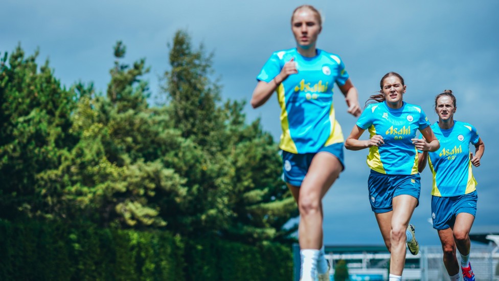 ACTION STATIONS: Laura Blindkilde Brown, Gracie Prior and Vivianne Miedema put in the hard yards