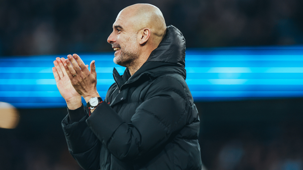 THE BOSS: Pep Guardiola couldn't contain his delight after a special victory