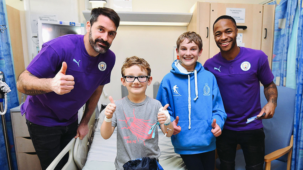 THUMBS UP : Raheem Sterling and Scott Carson's visit gets a thumbs up!