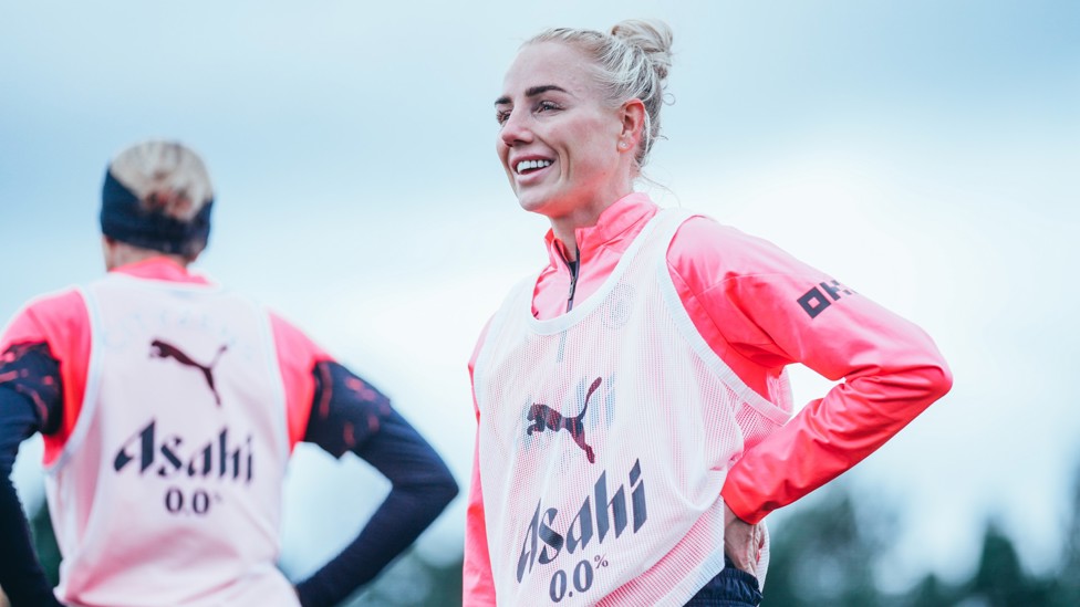 ALL SMILES  : Alex Greenwood in fine spirits at the CFA.