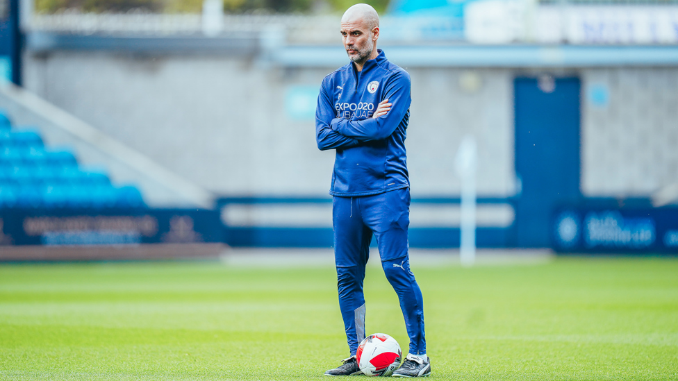 IN THE ZONE : Pep Guardiola watches on.