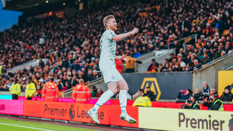 FOURMIDABLE: KDB celebrates his fourth of the evening!