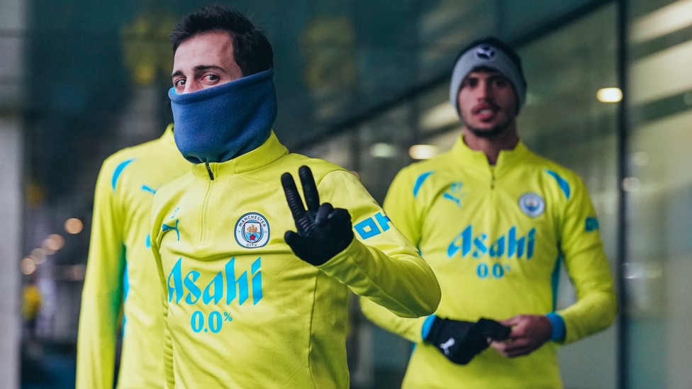 HOTTING UP : Bernardo Silva, keeping warm this afternoon, will be hoping for a red-hot performance on derby day