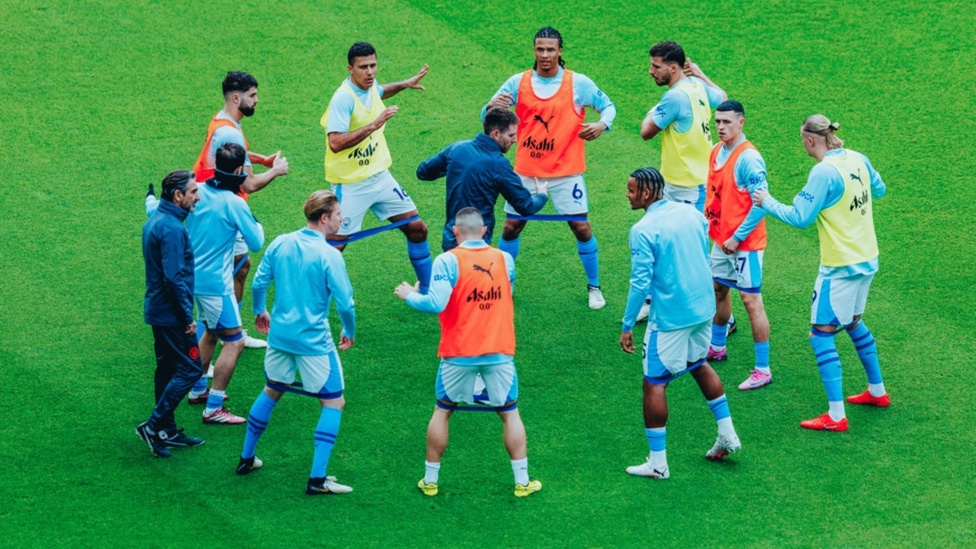 GETTING LOOSE: Pre-match stretches