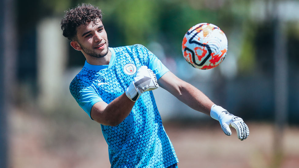 TRUE BLUE : True Grant pictured throwing the ball in training.