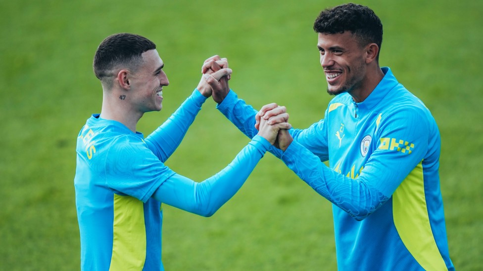 HAND IT TO THEM : Phil Foden and Matheus Nunes working together