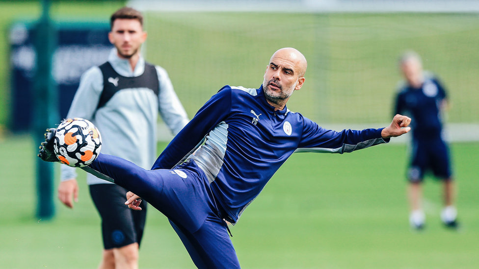 THE BOSS: Pep Guardiola shows off his skills