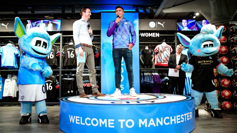 ROYAL RODRIGO : Our Spanish midfielder was unveiled at the Etihad's Club Shop in 2019. 