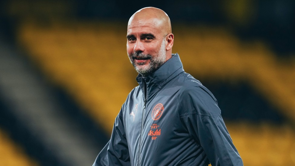 THE BOSS : Pep Guardiola watches on