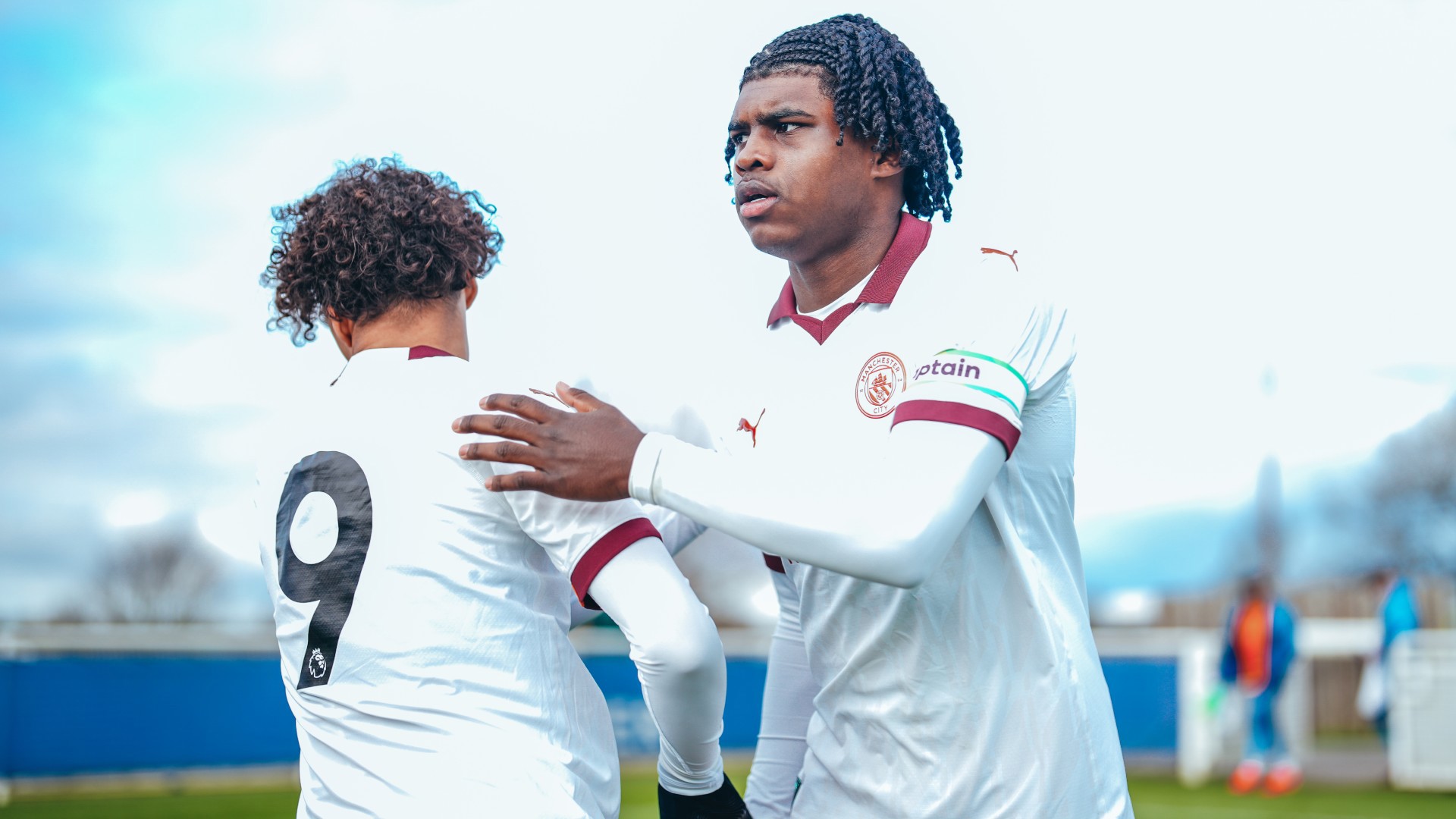 SKIPPER : Jaden Heskey gives his team-mates some encouragement before kick-off.