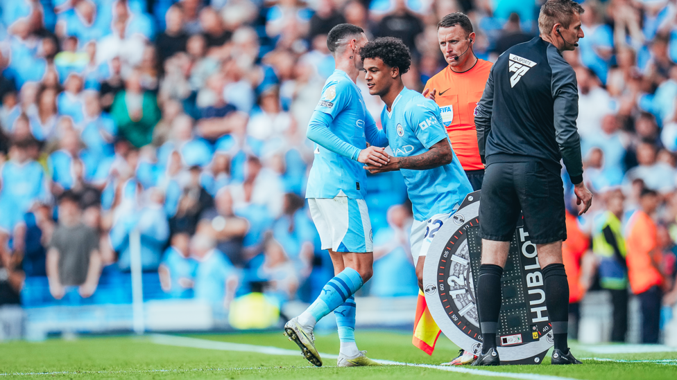 DEBUT FOR BOBB: Academy starlet Oscar Bobb gets his first minutes on the Etihad turf for the Men's senior team.