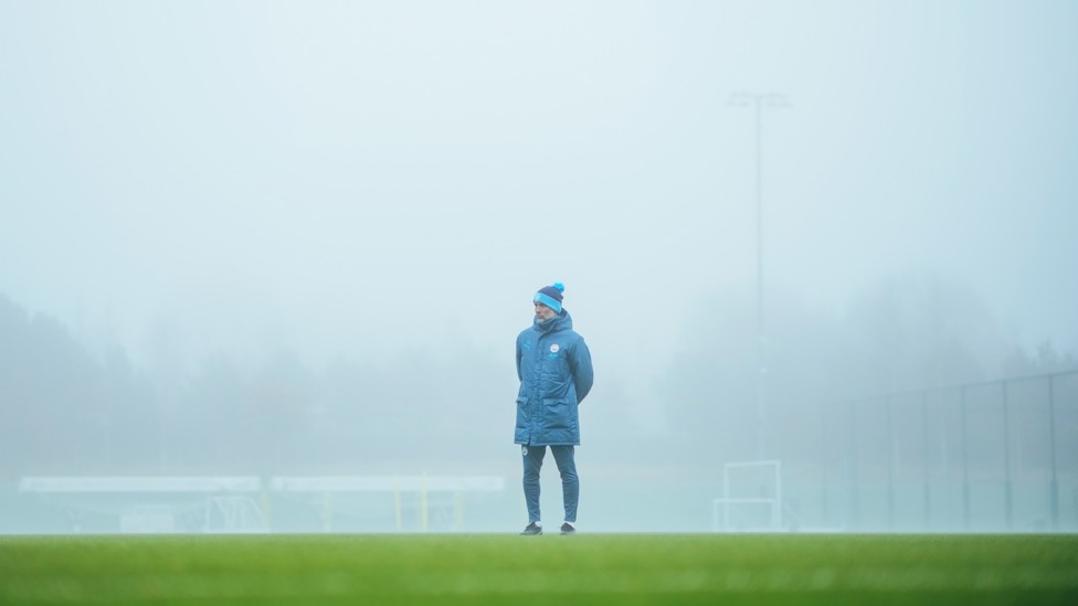 THE BOSS  : Guardiola watches on.