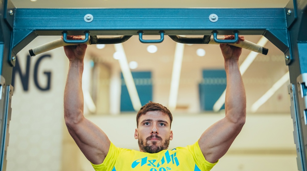 GYM WORK: Ruben gets to grips with some heavy lifting