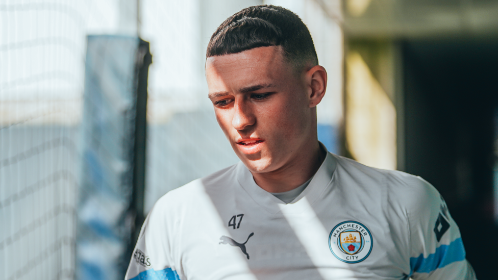 ONE OUR OWN: Phil Foden steps out for Tuesday's session.