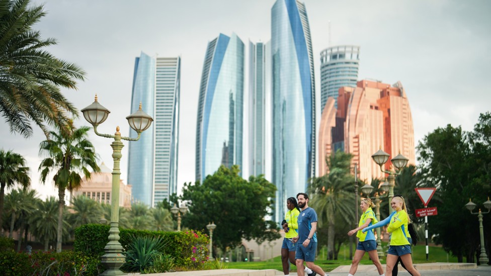 GYM WORK : The players make their way over to the Emirates Palace gym