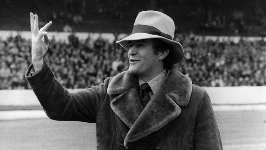 FLAMBOYANT: Big Mal celebrates after Crystal Palace's 3-2 FA Cup quarter-final win over Chelsea in 1976