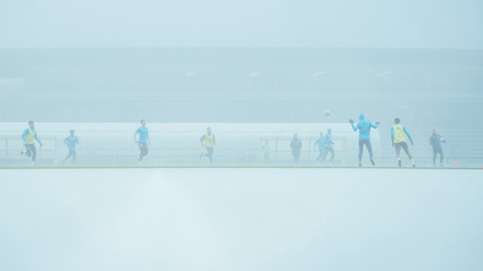 BRAVING THE STORM : A low fog covered the CFA during training.