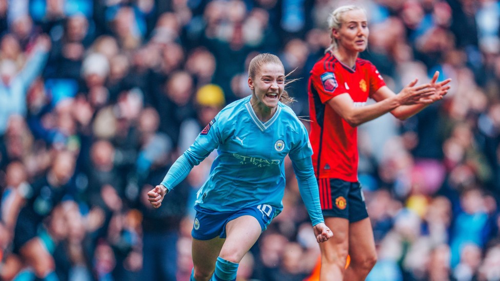 DERBY DELIGHT : Jess Park buzzing after bagging two at the Etihad Stadium in a 3-1 victory over Manchester United.