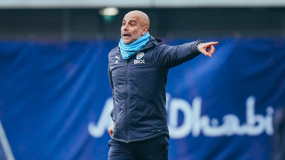 PEP TALK : The boss demonstrates to his players.