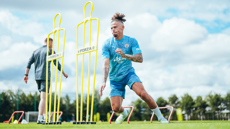 MIDFIELD MAESTRO : Kalvin Phillips is put through his paces.