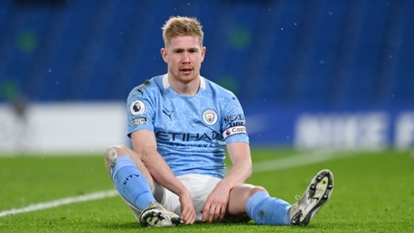 SITTING MIDFIELDER: Kevin De Bruyne goes to ground