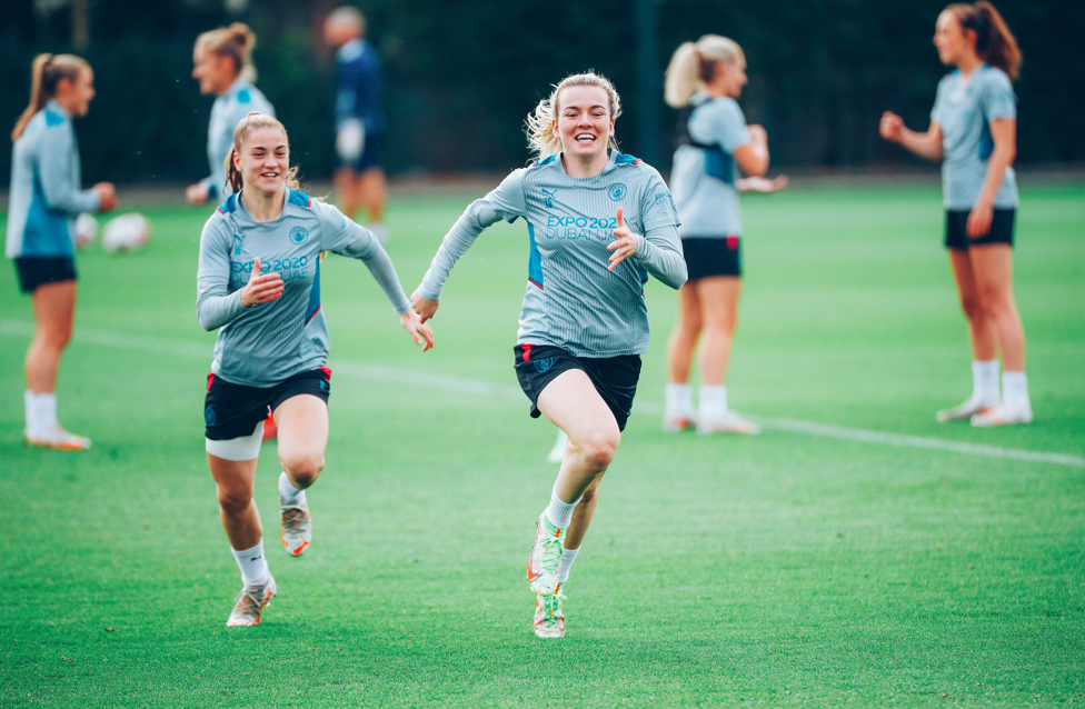 A DREAM IN MY HEART : Lauren Hemp and City fan Jess Park say they've always dreamed of playing in a Manchester Derby