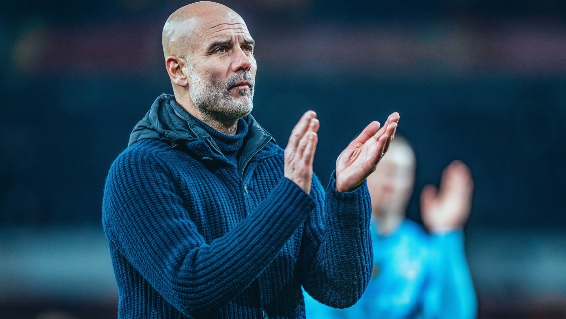 THE BOSS: Applauds the travelling fans.