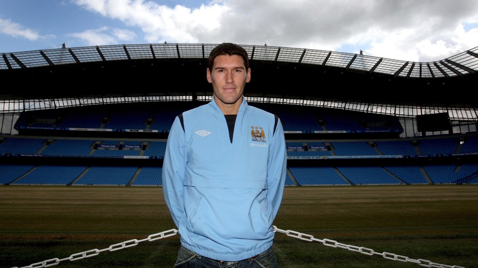 BARRY BECAME A BLUE : Gareth looking good in City's colours!